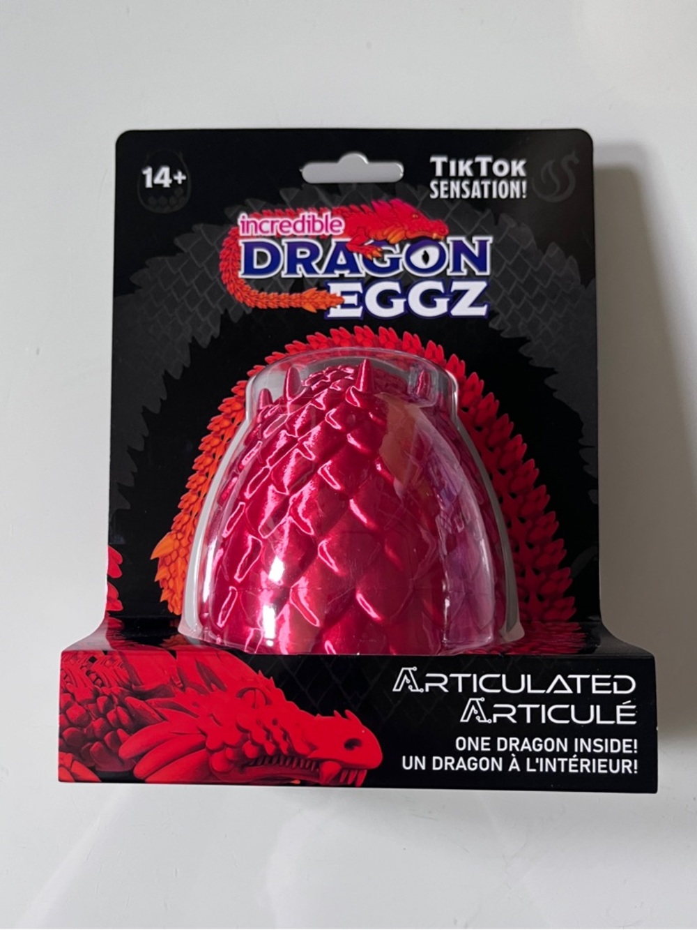 Incredible Dragon Eggz Articulated Dragon Pink/Orange - Brand New
